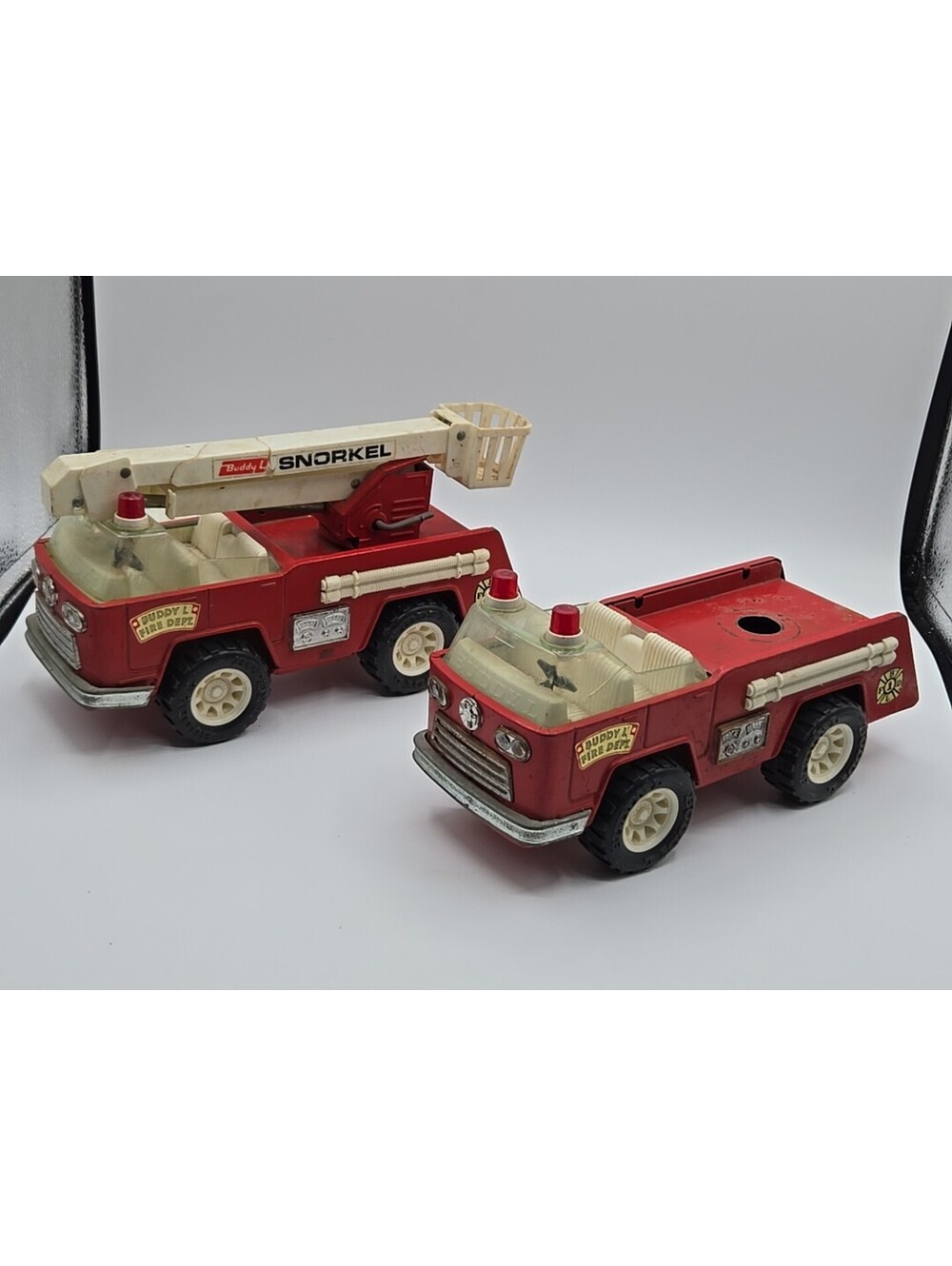 Lot Of 2 Vintage Red Buddy L Snorkel Fire Trucks For Parts As Is